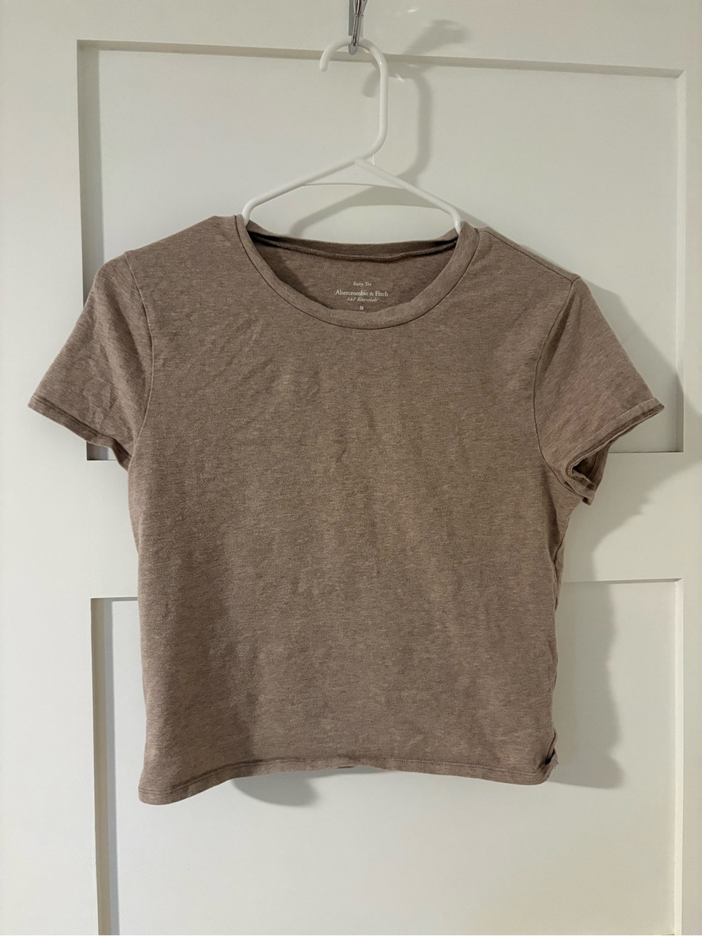 Abercrombie & Fitch Taupe Crop Baby Tee Essentials Crewneck Tee